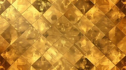 黄金のタイル模様の壁紙
