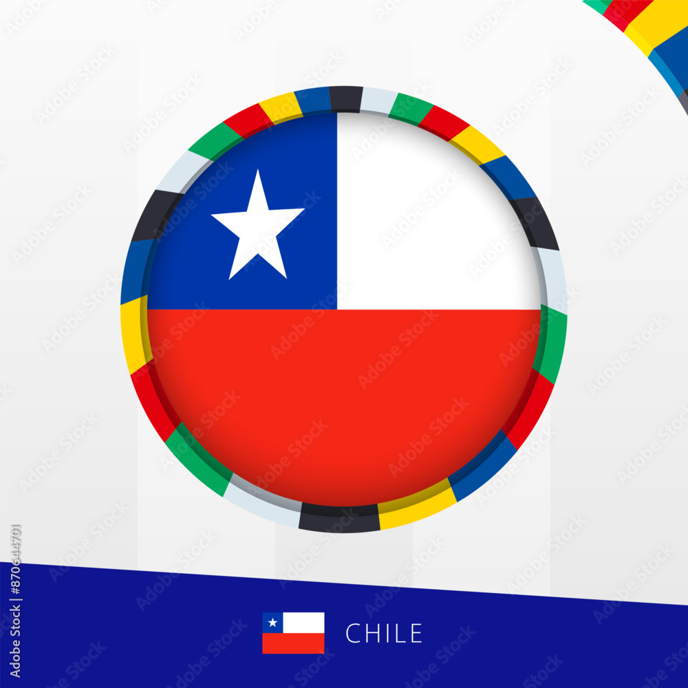 Sticker chile flag with colorful circle border.