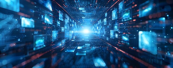 Obraz premium Mesmerizing Rotation of Advanced Digital Artworks in Futuristic Frame