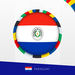 Fototapeta premium Paraguay Flag with Colorful Circle Border.