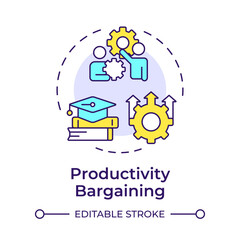 Productivity bargaining multi color concept icon. Labor organization, efficiency control. Round shape line illustration. Abstract idea. Graphic design. Easy to use in infographic, presentation