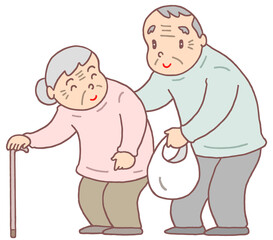 介護のイラスト - 老老介護・老老看護・高齢者介護・老夫婦