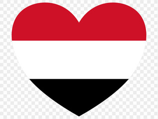 Yemen flag in heart shape isolated  on  transparent  background. vector illustration 