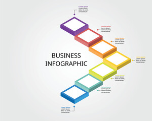 timeline ladder level for infographic presentation template with 7 element for banner