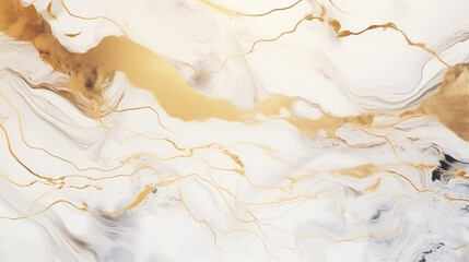 Obraz premium A gold and white marble wall with gold streaks