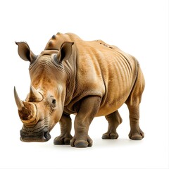 Fototapeta premium A rhinoceros is standing on a white background