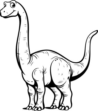 black and white cartoon brachiosaurus standing clip art preview