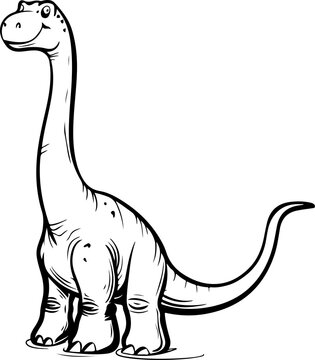 black and white cartoon brachiosaurus standing clip art preview