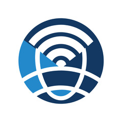 wi fi zone. minimalistic global wifi and cpu logo.