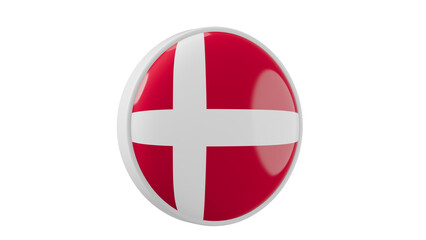 Obraz premium Denmark, danish Circle flag icon . Transparent backgound. 3d rendered with alpha channel. Round shape. 