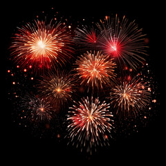 Fototapeta premium DIfferent colors and types of fireworks in the sky background