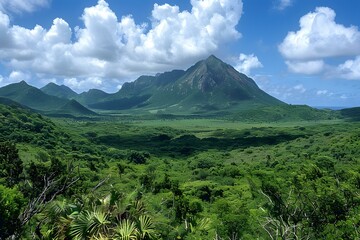 Fototapeta premium Lush Green Mountains in the Caribbean