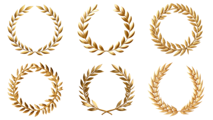 Award laurel wreath png element set, transparent background