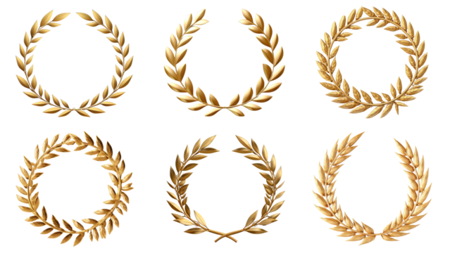 Award laurel wreath png element set, transparent background