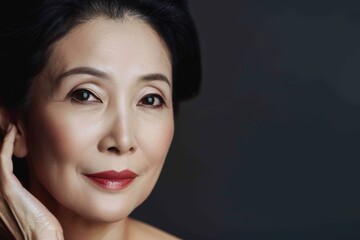 Embrace the elegance of skincare with studio isolate shots showcasing mature Asian women's facial care rituals.