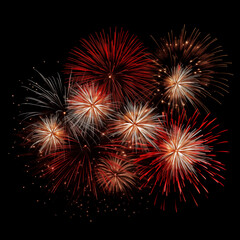 Naklejka premium DIfferent colors and types of fireworks in the sky background