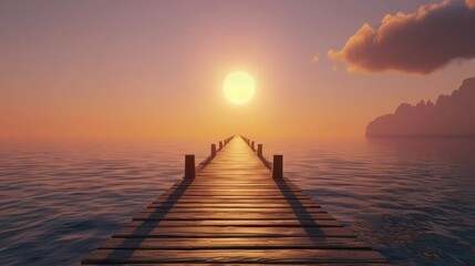 Obraz premium Wooden Pier Stretching Towards the Sunset