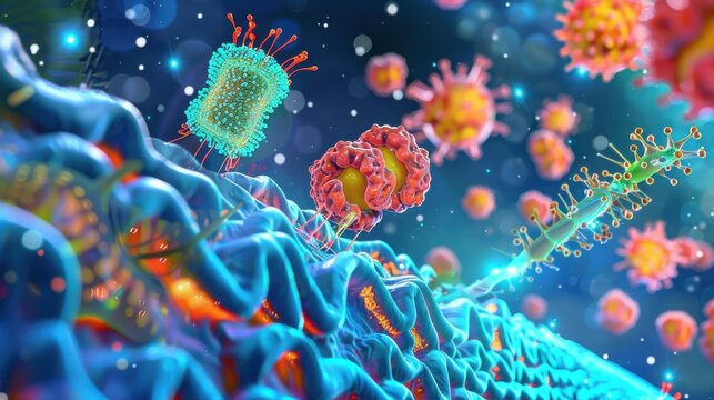 Membrane proteins with glycans, illustration