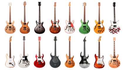 Electric guitar png element set, transparent background