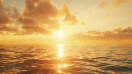Obraz premium Golden Sunset Over the Calm Sea