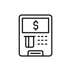 ATM machine outline icons, minimalist vector illustration ,simple transparent graphic element .Isolated on white background