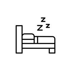Sleeping bed outline icons, minimalist vector illustration ,simple transparent graphic element .Isolated on white background