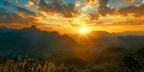 Obraz premium Sunset over the mountains