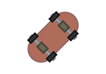 Skate rojo de cuatro ruedas en fondo blanco