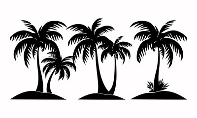 3 vector palm tree silhouettes