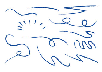 Hoja de iconos de trazado azul de boli o pincel para corregir