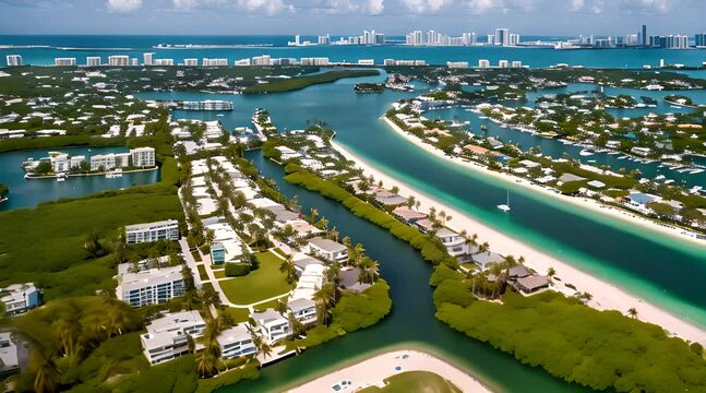 Scenic Aerial View of Allison Island, Normandy Isle, Miami Beach