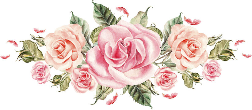 fiori rosa acquerello per partecipazioni matrimonio