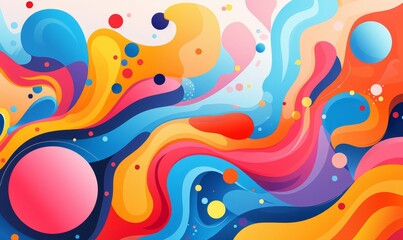 Obraz premium colorful festive abstractions representing abstract celebration flat design front view joyous theme cartoon drawing Splitcomplementary color scheme