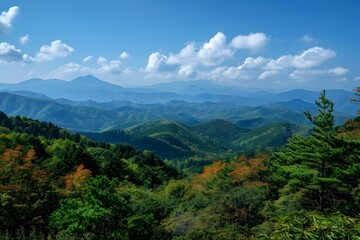 Fototapeta premium Mountain Landscape with Blue Sky and Clouds