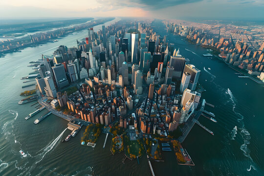 Aerial view Manhattan, New York City skyline, NYC aerial photography, Manhattan aerial shot, Urban cityscape New York, Drone view of new york
