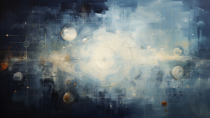 Naklejka premium background of the planet in the sky, dark and light tones in art work , astrology background in the style of impressionism