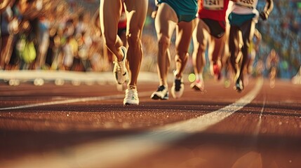 Runners running on a stadium, summer olympic games concept