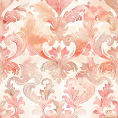 Venetian pattern in Pastel pink, peach, and ivory, watercolour style, seamless pattern, vintage, interior tile ornament, textile, wrapping paper, clothes, print, floor, kitchen, bathroom, decor