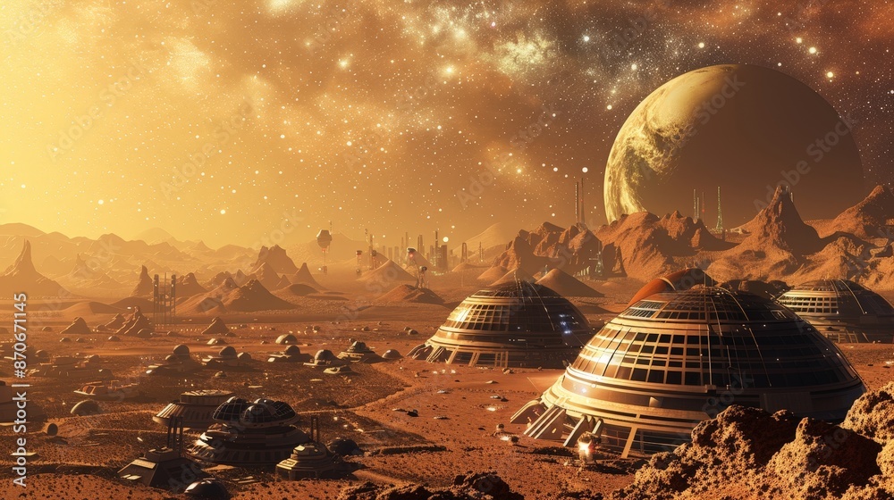 Canvas Prints Space colonies offer humanity a foothold in the cosmos, paving the way for a future among the stars.