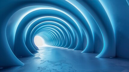 Obraz premium blue arc stretches from edge to edge, glowing with light blue lines, casting a soft rim light effect across the dark background, sleek and modern.