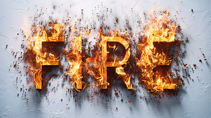 Word fire in flame