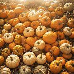 Pile of Pumpkins in a Field