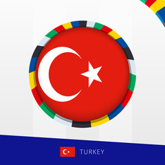 Turkey Flag with Colorful Circle Border.