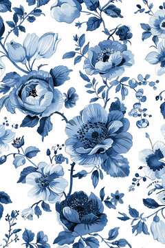 beautiful pattern of blue,genre scenes and blue motifs in flemish porcelain . AI generativ.