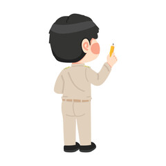 Back view of a Thai male teacher