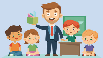 2D Cartoon Teacher Character Vector Illustration.
