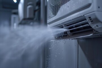 Air conditioning cleaning service with water spray