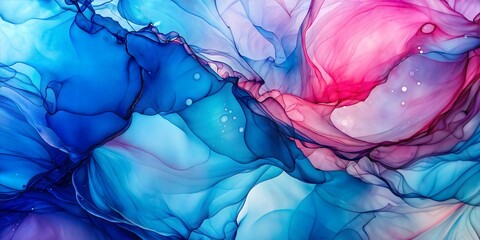  Blue and Pink Fluid Art with Dreamy Blending Patterns