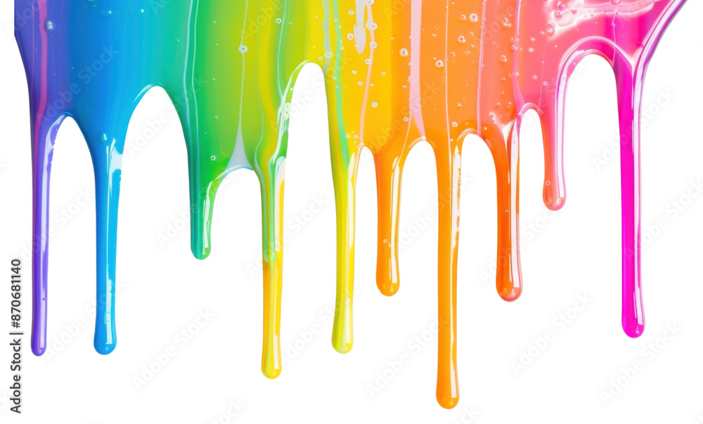 Poster PNG Vibrant dripping rainbow paint