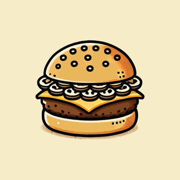 recommend clip art: mushroom Swiss burger with an outline